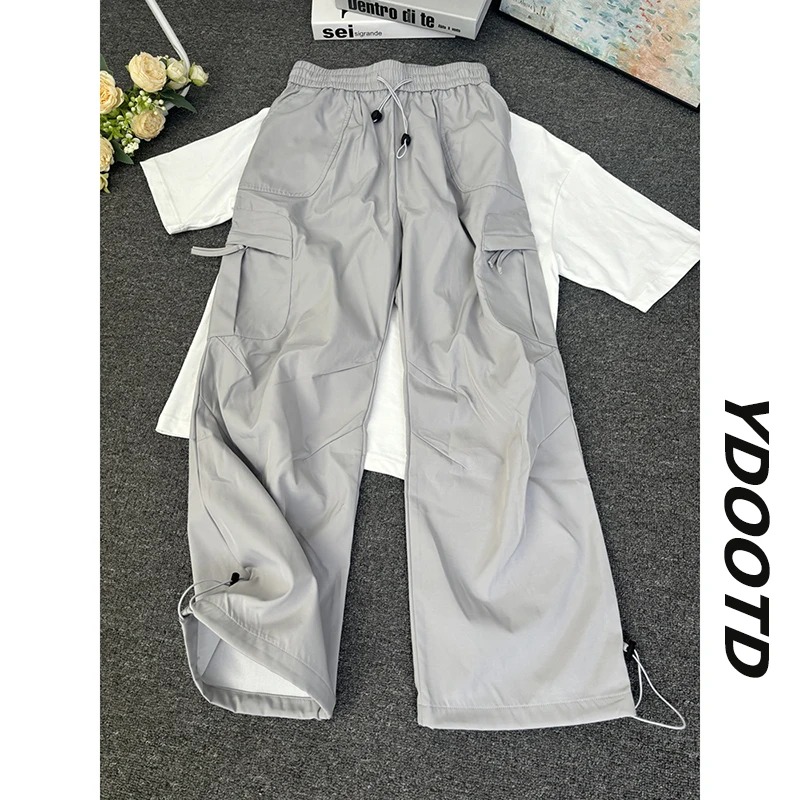 

Qui Dry Ice Silk Paratrooper Men's Thin Outdoor Casual Pants Straight Leg Non-Stretch American Casual Sle Summer Leisure