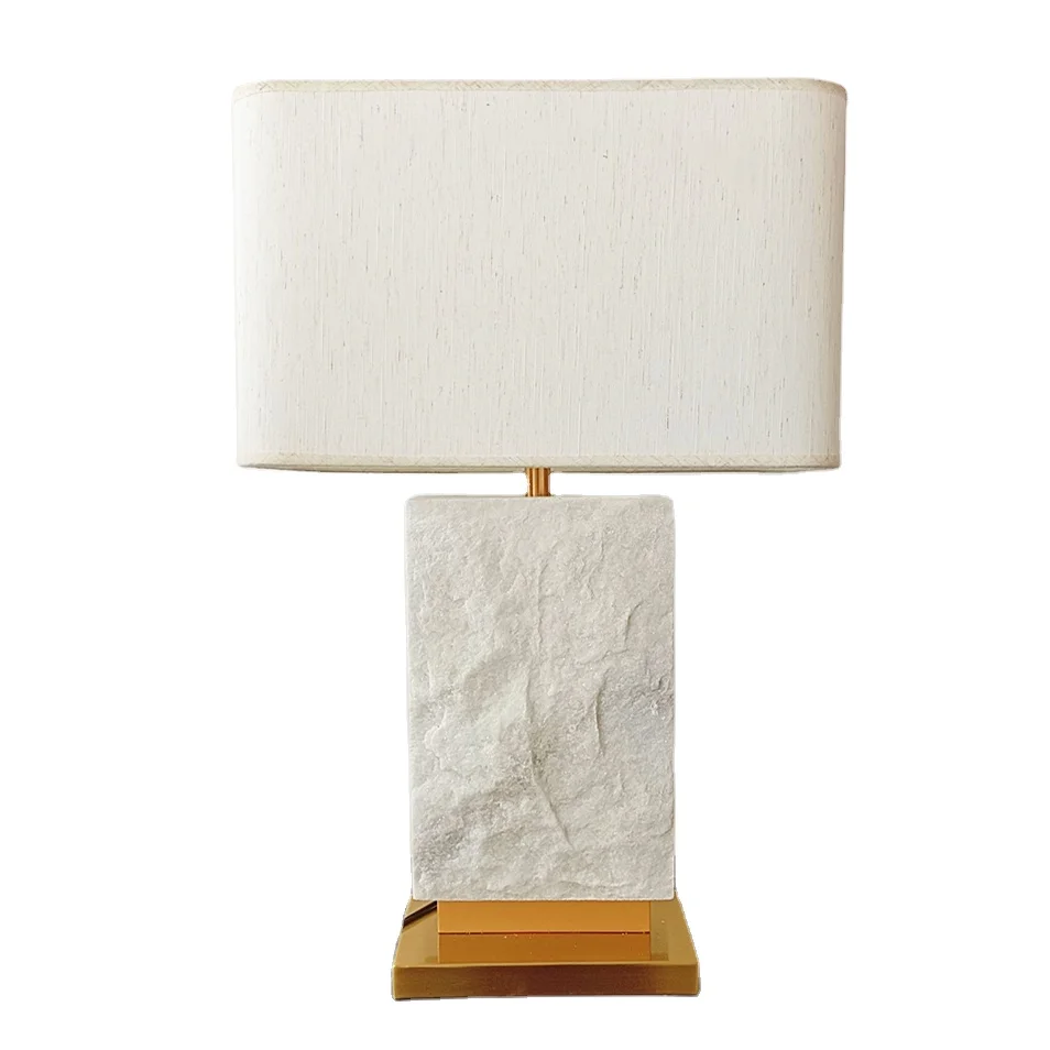 

Modern natural marble metal table lamp American art living room bedroom hotel room model room desktop led decorative table lamp