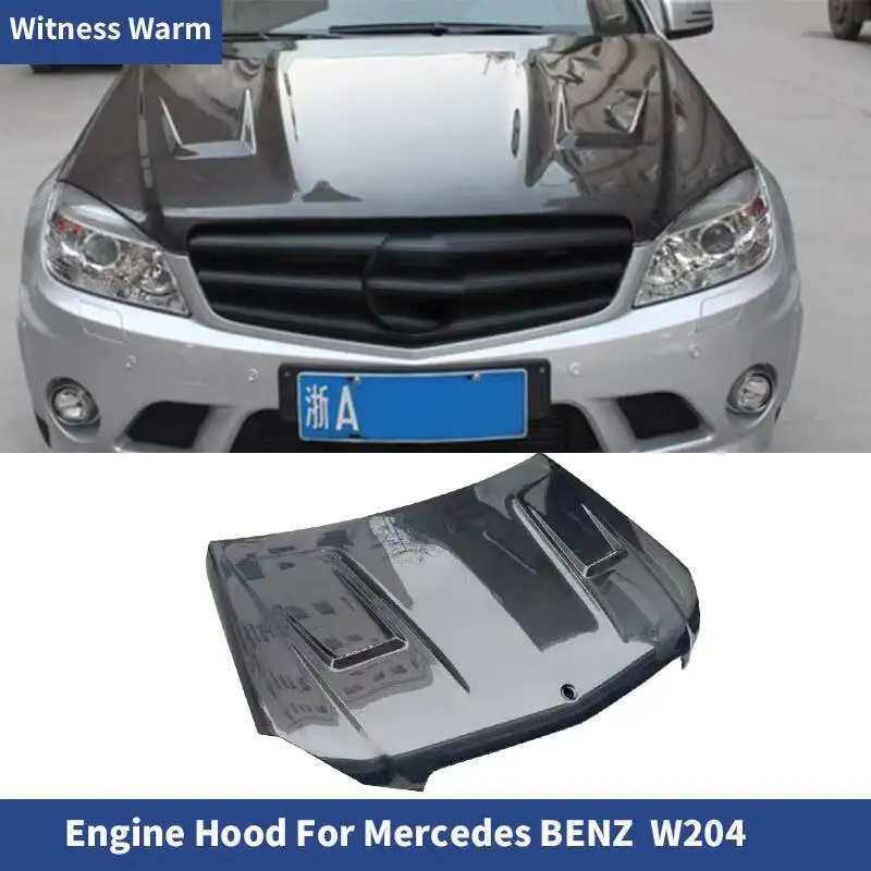 Carbon Fiber Front Hood Engine Cover Bonnet for Mercedes Benz C-class W204 AMG C63 Body Kit 2007-2014