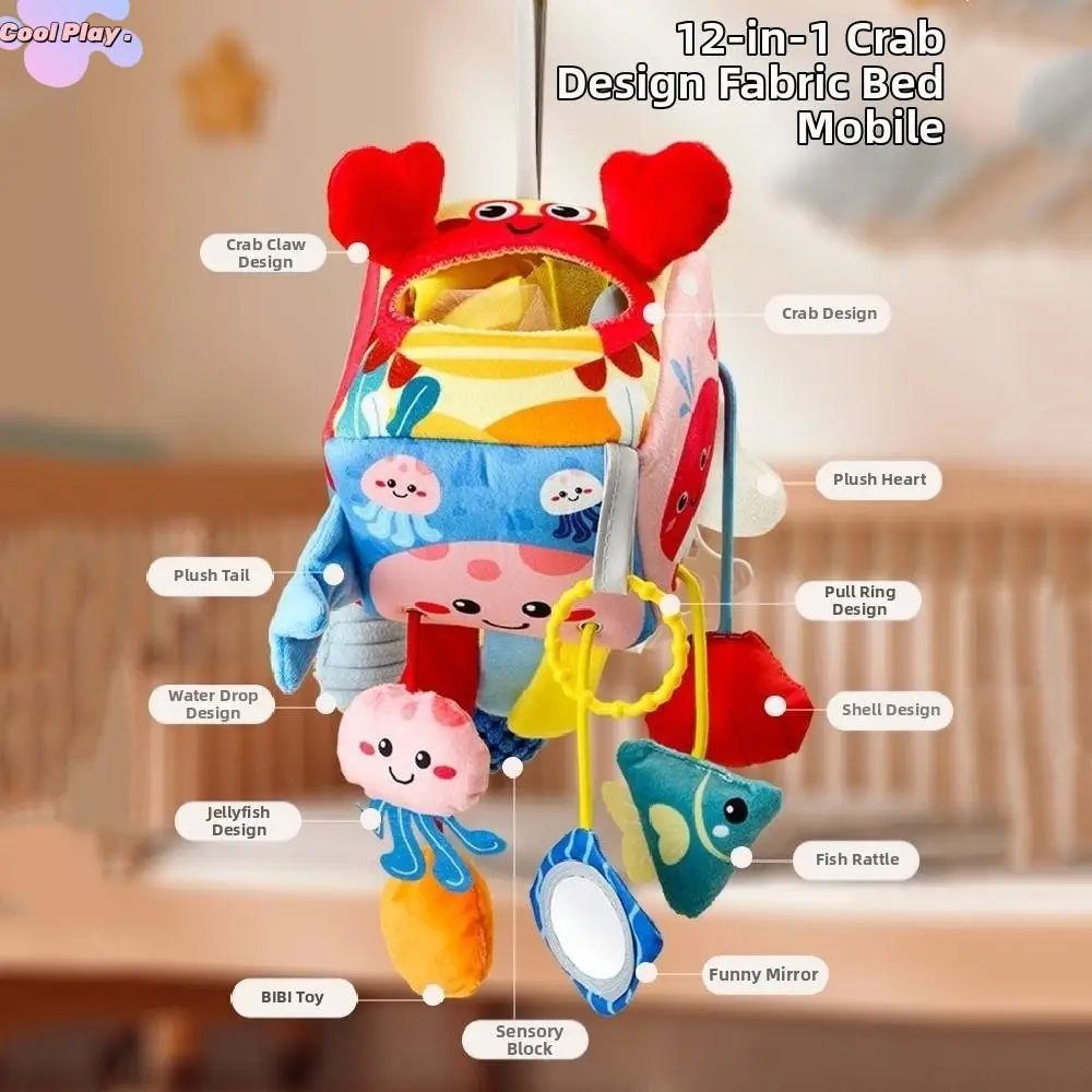 Kreative Baby Tier Rasseln Weiche Krabben-förmigen Baby Pull String Spielzeug Angenehm Zu Berühren Beißring Kinderwagen Hängen Ornamente