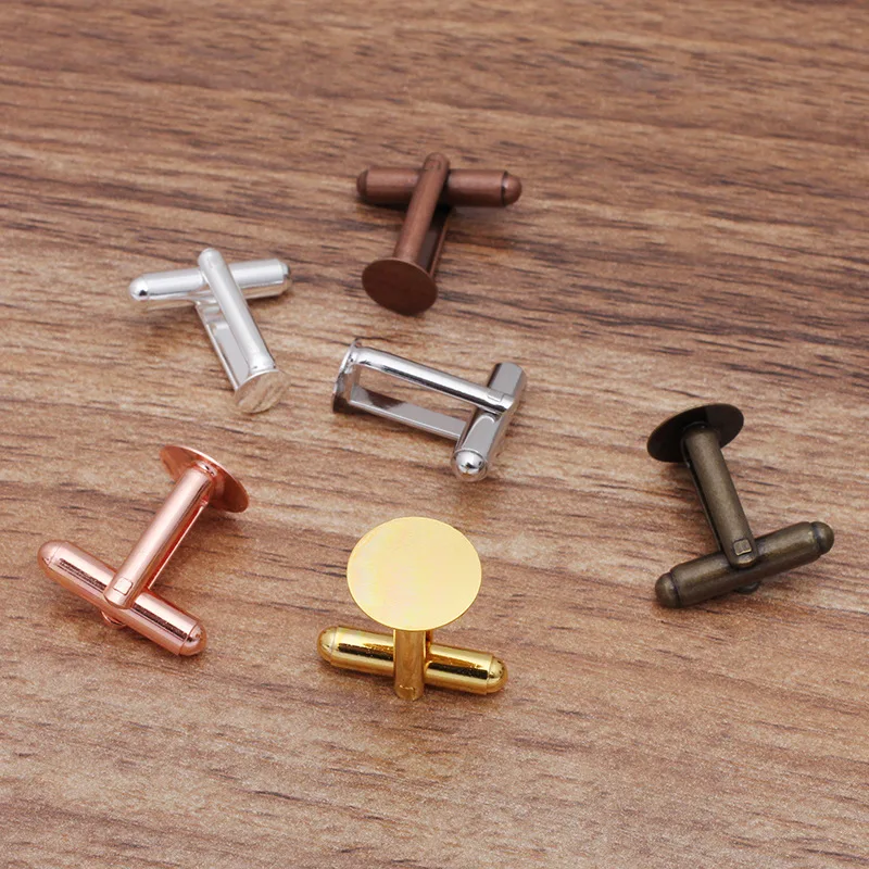 Gemelos de cabujón en blanco para hombres, Base a granel, puños de camisa, suministros de fabricación de joyas DIY, accesorios de arte, regalo, 6mm, 8mm, 10mm, 12mm, 10 piezas