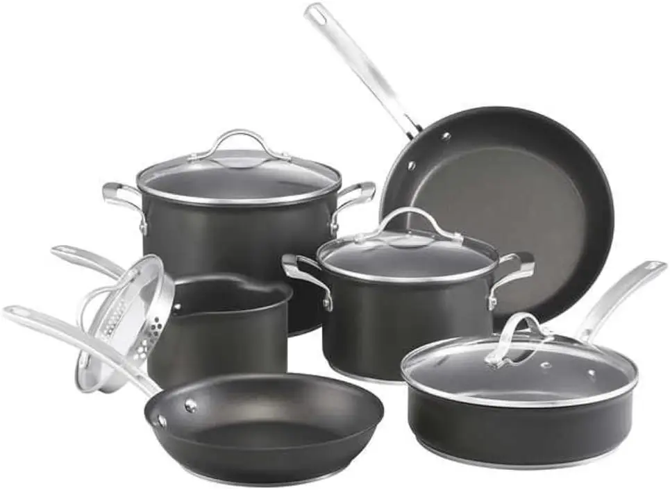 Signature Hard Anodised Pot & Pan Cookware Set 10Pc, Black, (1338395)