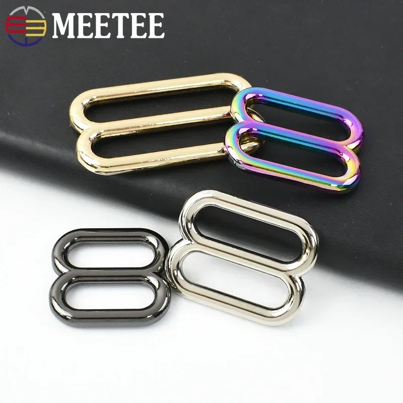 5/10Pcs Meetee 20/25/32/38mm Metal Buckles Tri-Glide Slider Hook Bag Strap Adjust Clasp Webbing Belt Ring Hardware Accessories