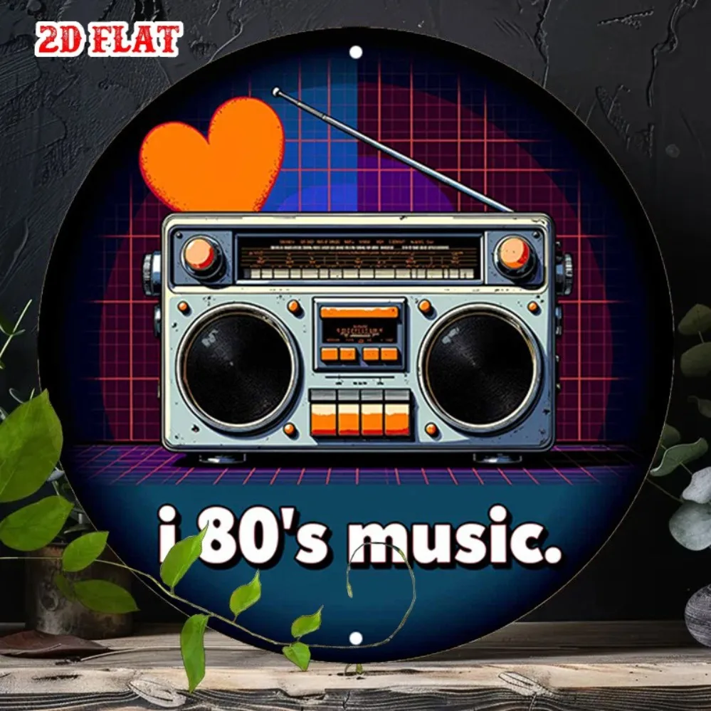 

Vintage Radio with Heartbeat Design, Rustic Metal Tin Sign for Home, Garage, Café or Living Room Décor