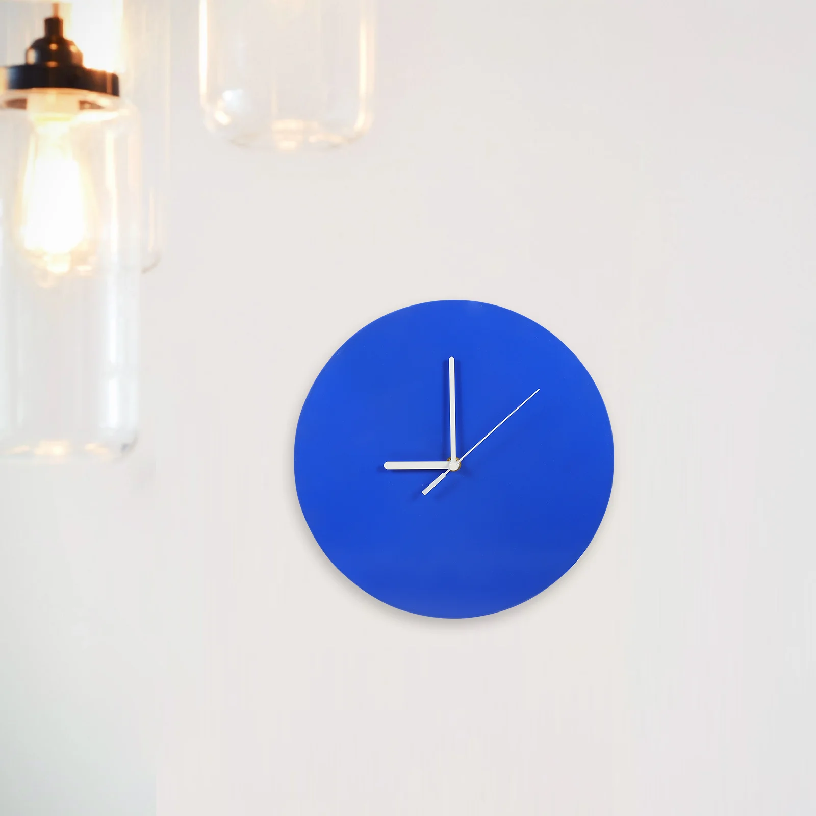 

Blue Silent Wall Clock Non-Ticking Wooden Decorative Minimalist Design Bedroom Living Room Clock Delicate Wall Clocks