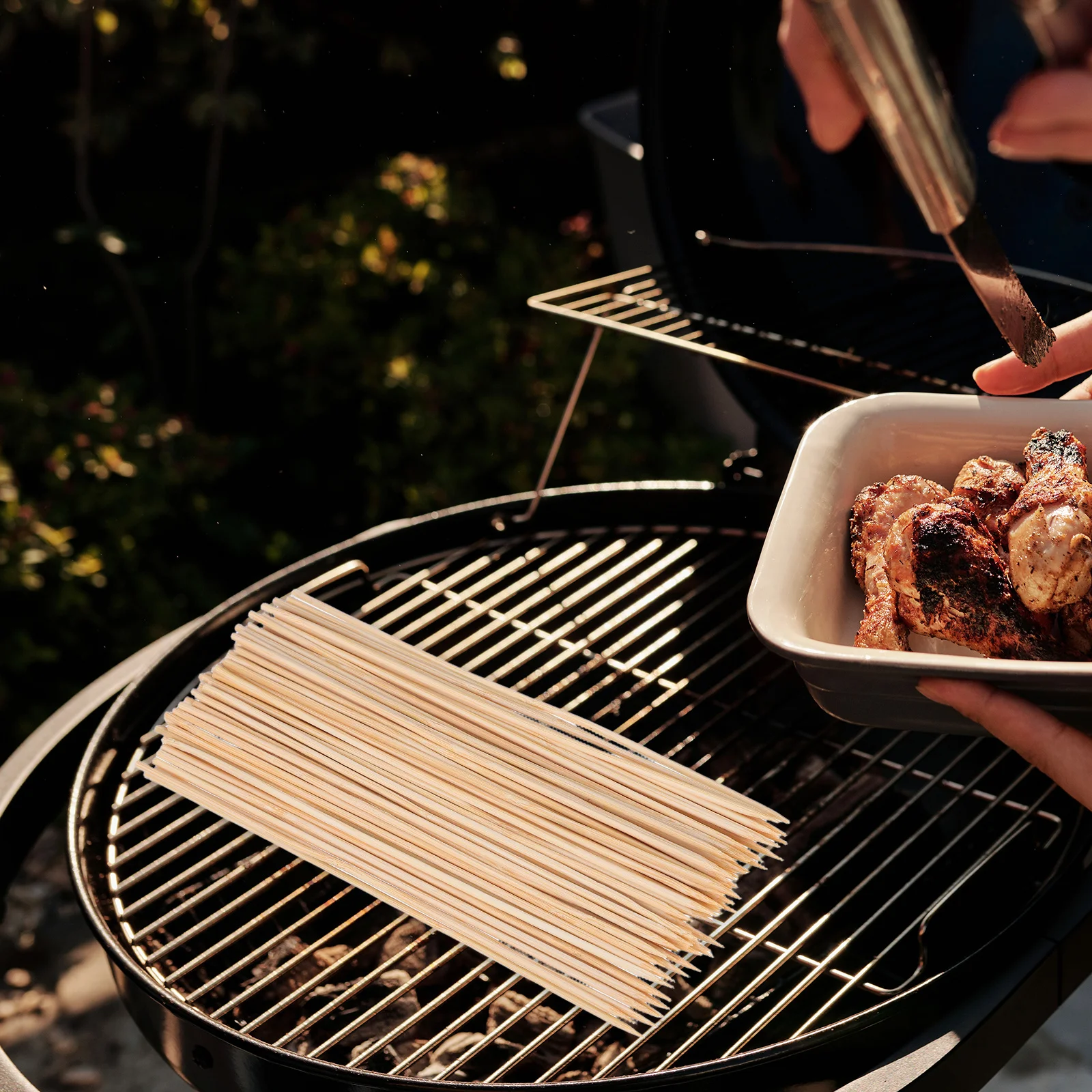 

100Pcs Bamboo Skewers Optimal Tip Design Secure Hold Prevents Slipping Barbecue Tools for Various Ingredients