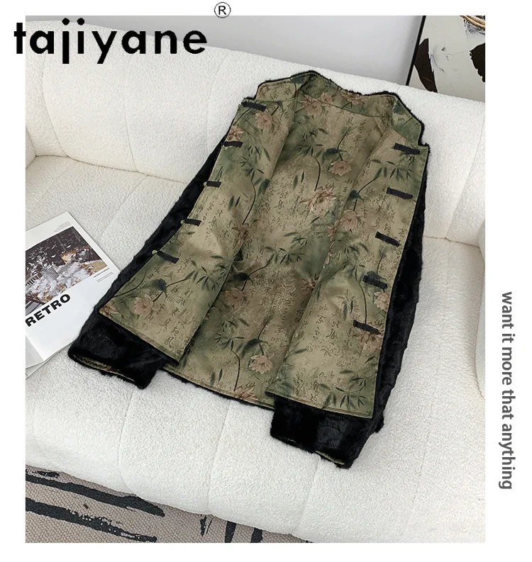 TAJIYANE 100% Naturalny Płaszcz z Futra Norki Damski Dwustronny Prawdziwe Futro Eleganckie Płaszcze w Chińskim Stylu Zimowe Ubrania Damskie 2025 шуба