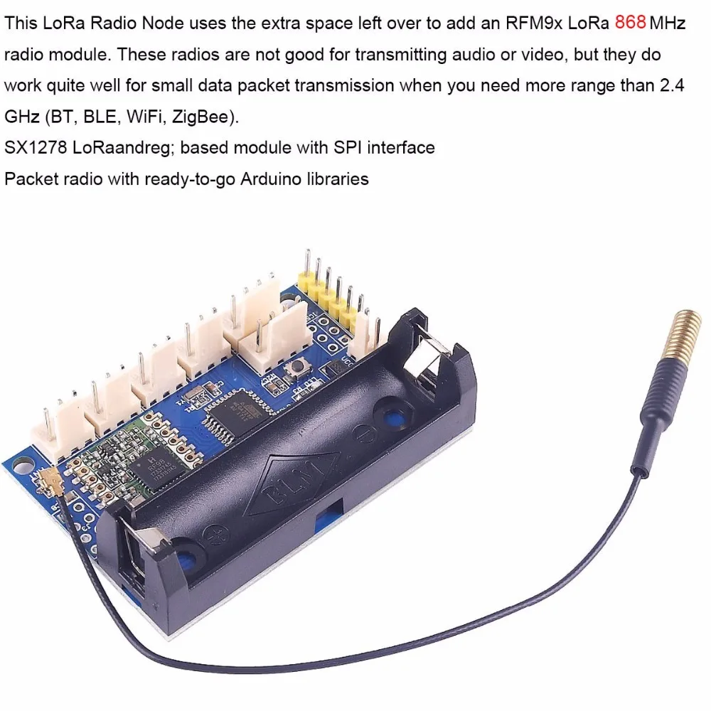 5PCS 868mhz LoRa Radio Node V1.0 IOT Wireless Transmission Lora Module RFM95 SX1276 for Arduino ATmega328P 3.7-12V uFL Antenna