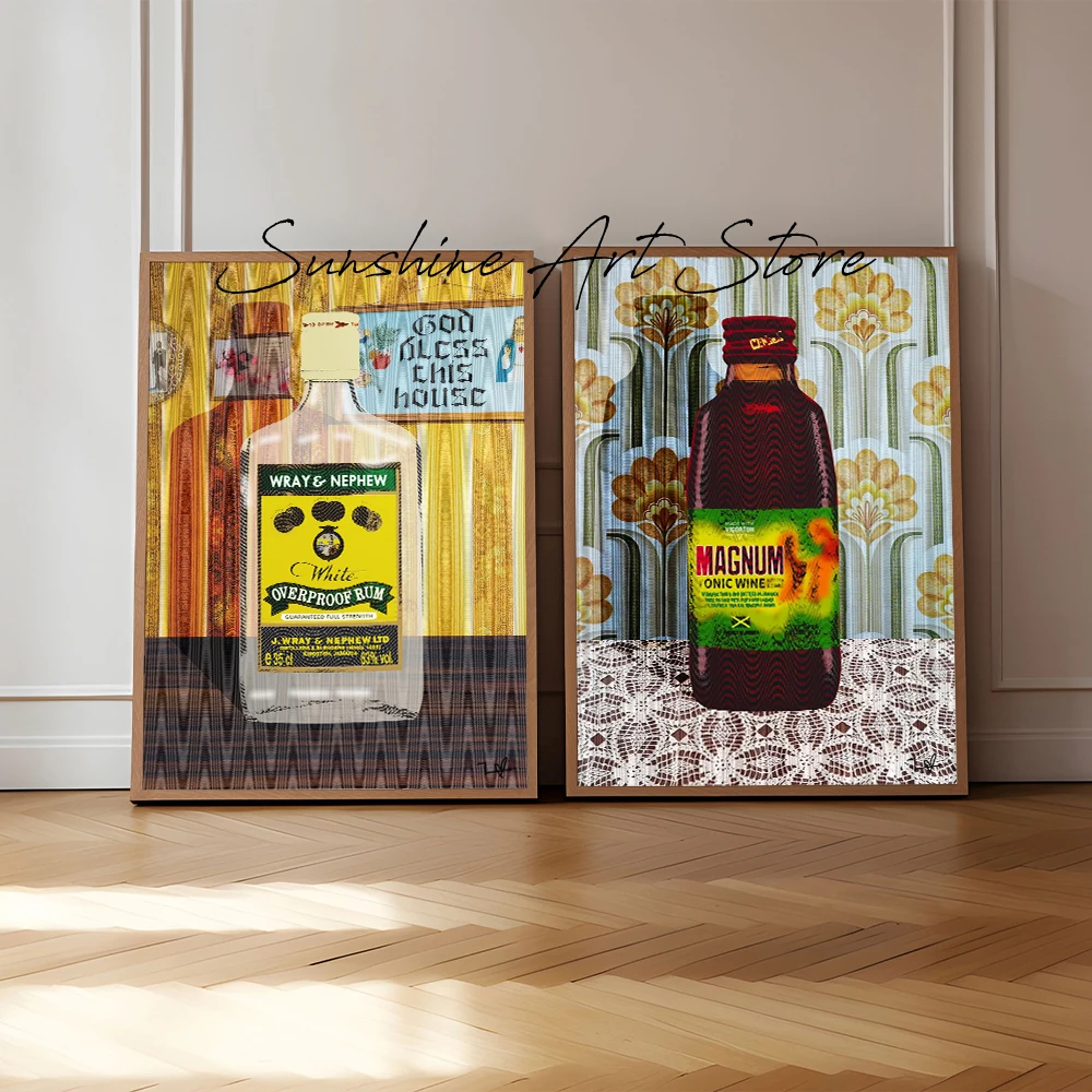 Wray & Nephew Rum Poster Canvas Printing Red Stripe Kitchen Wall Decor Magnum Tonic Wine Dining Room Home Aesthetic Decoration