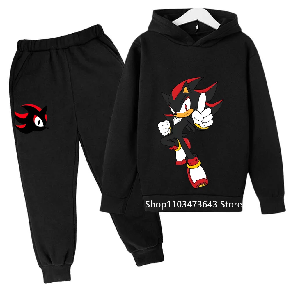 Sonics sweat à capuche pour enfants pantalon costume mode Anime sweats à capuche garçon lettre sweats décontracté impression dessin animé survêtement pulls