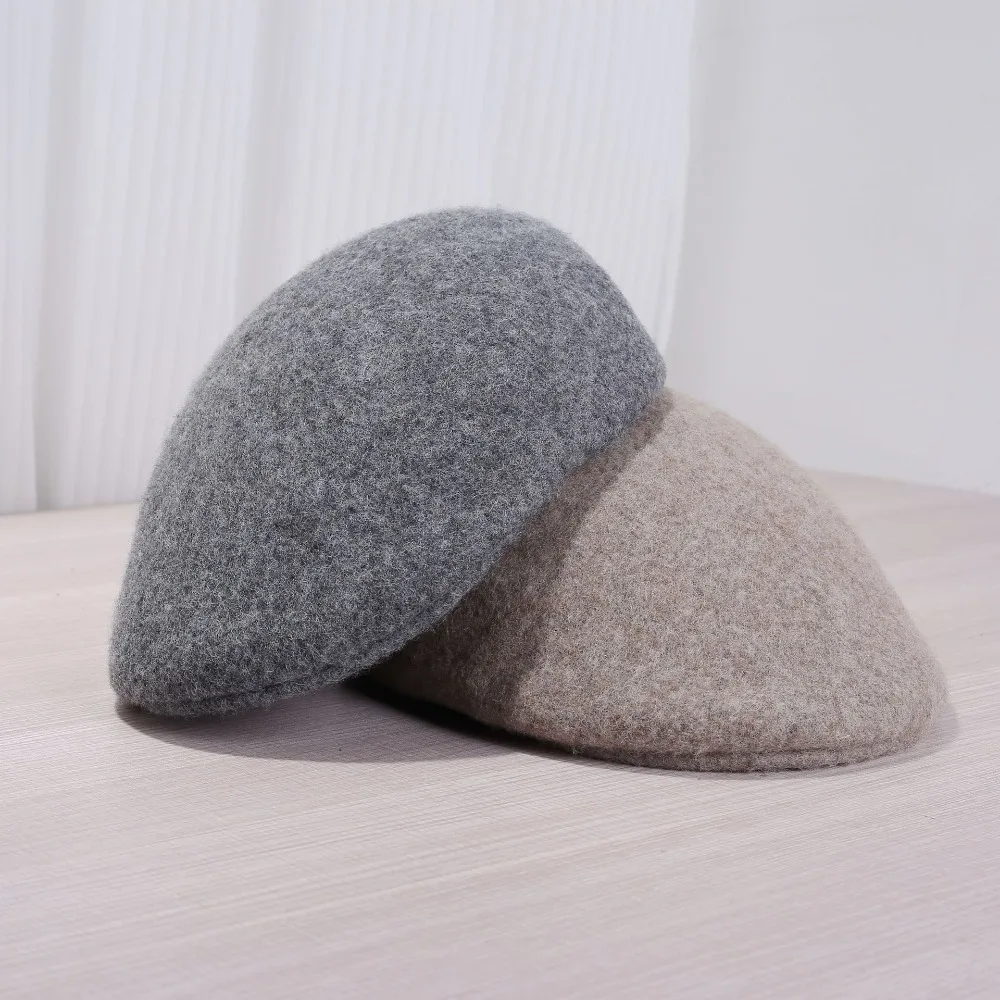 Retro Forward Cap Women's Fashion Trendy Beanie Fall/Winter Artsy Face-Slimming Wool Flannel Painter Hat