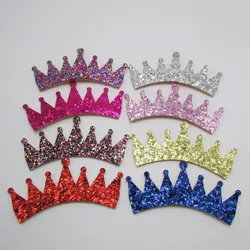9x4cm 20pcs Kawaii Padded Glitter Crown Patches Appliques For Headdress Accessories Supplies DIY Craft Decoration
