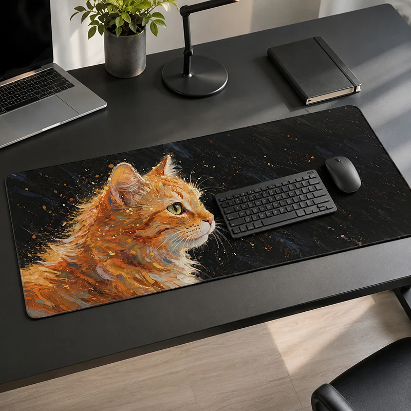 Orange Cat Mouse Pad Gaming printon demand New HD Custom Mousepad XXL keyboard pad Non-Slip Natural Rubber Office Table Mat