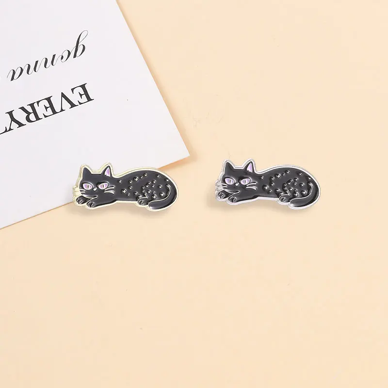 Hexenartige Sternenhimmel-Schwarzkatzen-Emaille-Pins, Halbmond-Stern-Kätzchen-Brosche, Gotische Mystische Abzeichen, Punk-Tierschmuck, Geschenk für Freunde – Detail 2