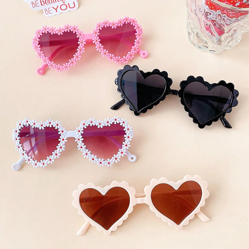 2/4/8Pcs 6 Styles Girls Cute Fashion Colors Heart Cat Bear Ear  Children Kids Fashion Glasses Protection Eyewear Great Gift image 4