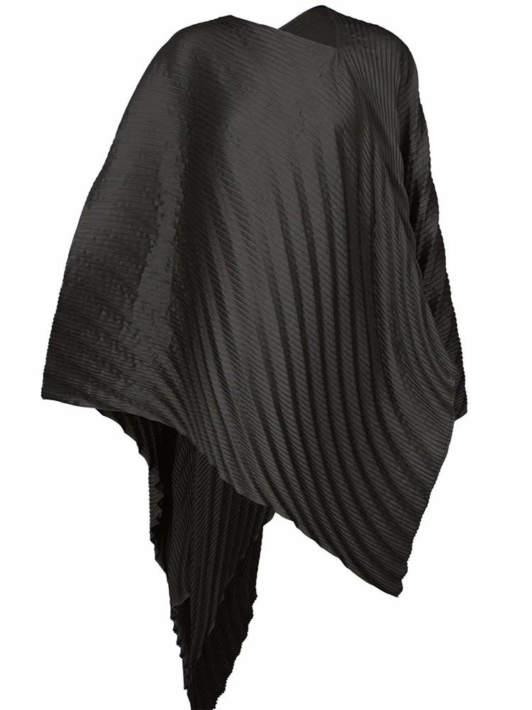 Pleats Pleated Jacket 2024 Fall New Short Jacket Women Solid Color Design Sense Fashion Irregular Medium-length Pleated Hoodie