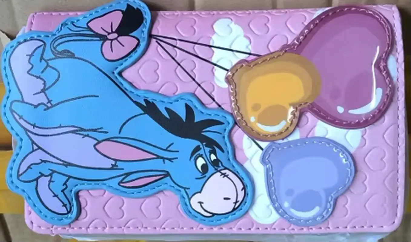 

Disney new Loungefly Eeyore Cartoon Wallet Card Holder Cute Cloud Embossed Multi Card Slot Zipper Purse Daily Travel backpack