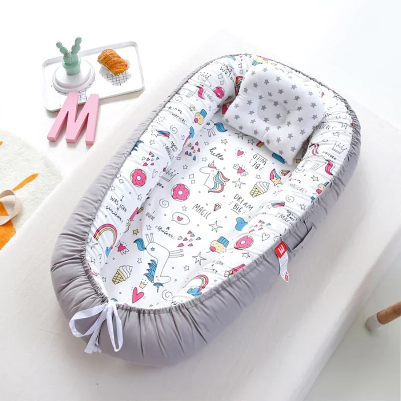 Baby Cribs Portable Removable and Washable Portable Pressure Proof Crib Middle Bed Baby Furniture Baby Pillow Travel Crib