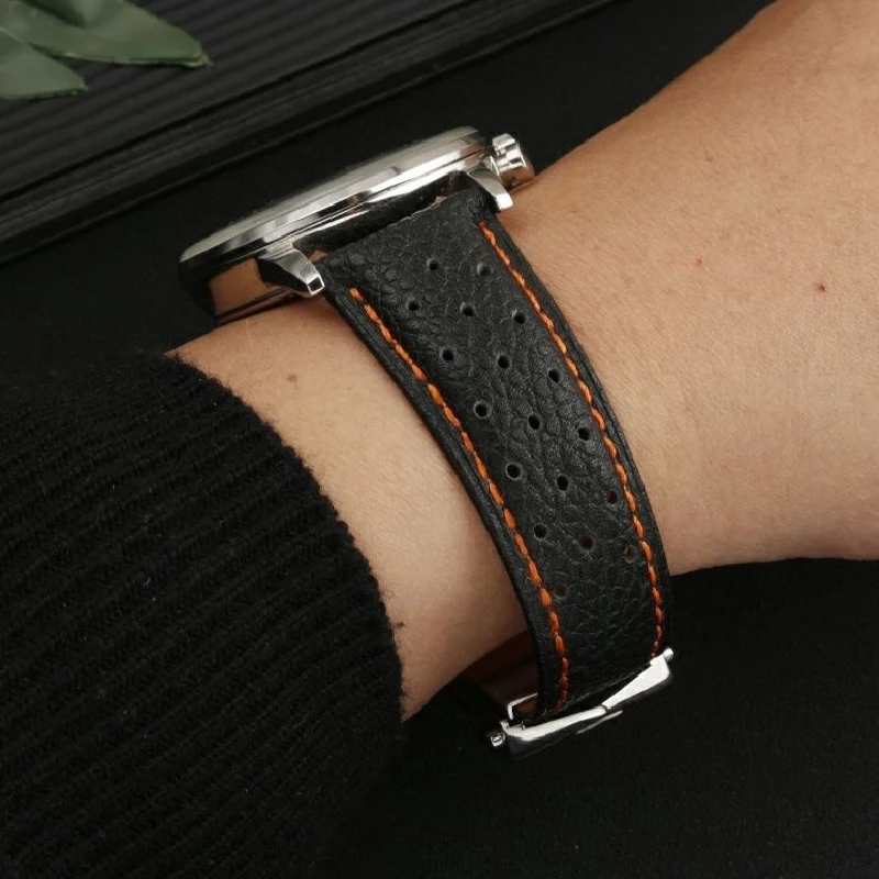 New Breathable Genuine Leather band for TAG Heuer Monaco Watchband CAW211M 211P CAW211R 211T Folding Buckle Wrist Strap  22mm image 5