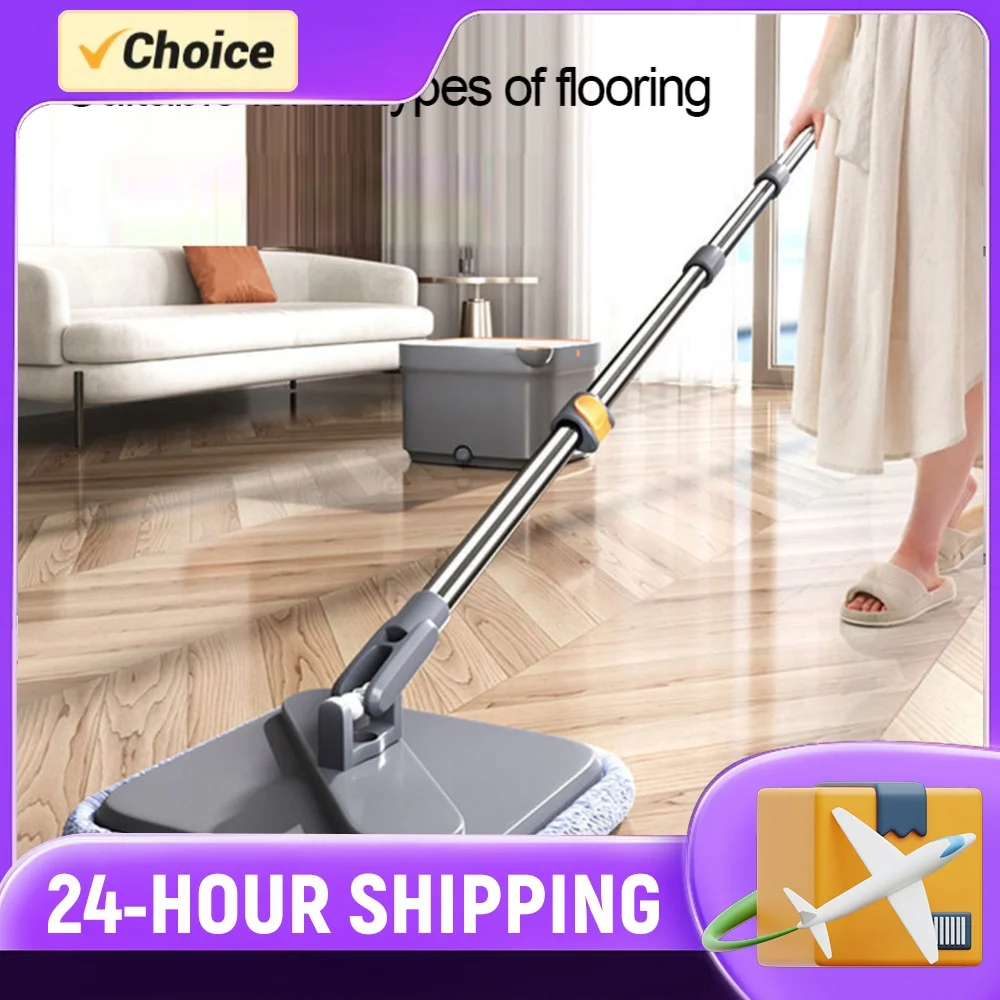 Practical Cleaning Mop with Bucket Floor Cleaning Mop Hand-Free 360 Rotatable Adjustable for Automatic Door Corner