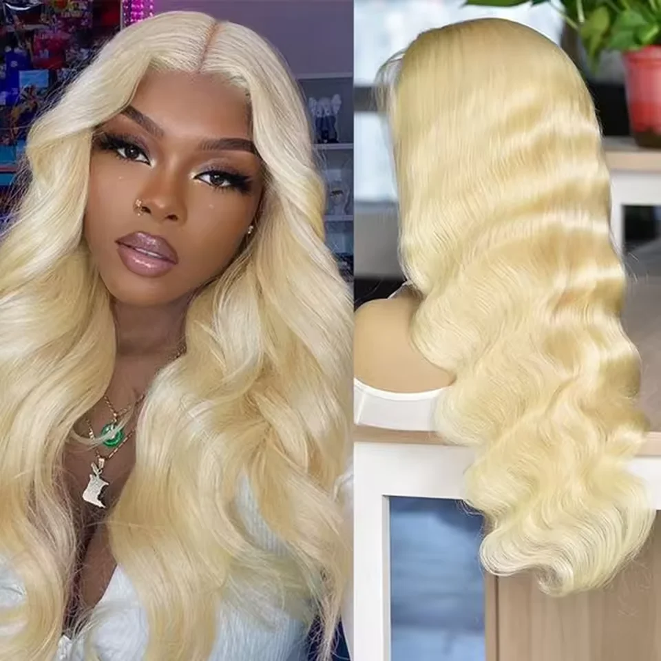 Perruque Body Wave Lace Front Wig naturelle, cheveux humains, blond 200, 13x6 HD, 36 amaran, densité 613