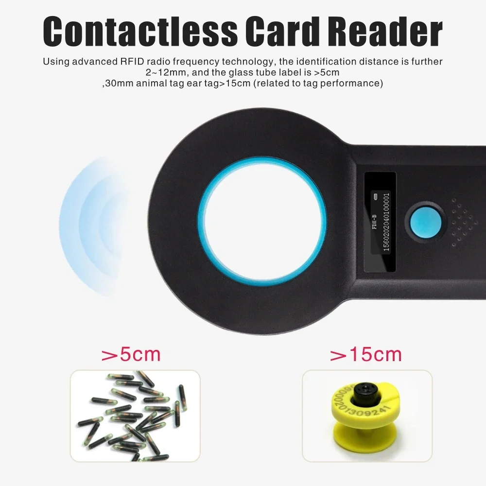 RFID Bluetooth Animal Tag Reader 134.2Khz/125Khz 15 Digits Pet Microchip Scanner Data Storage Microchip For Pet/Cat/Dog/Pig