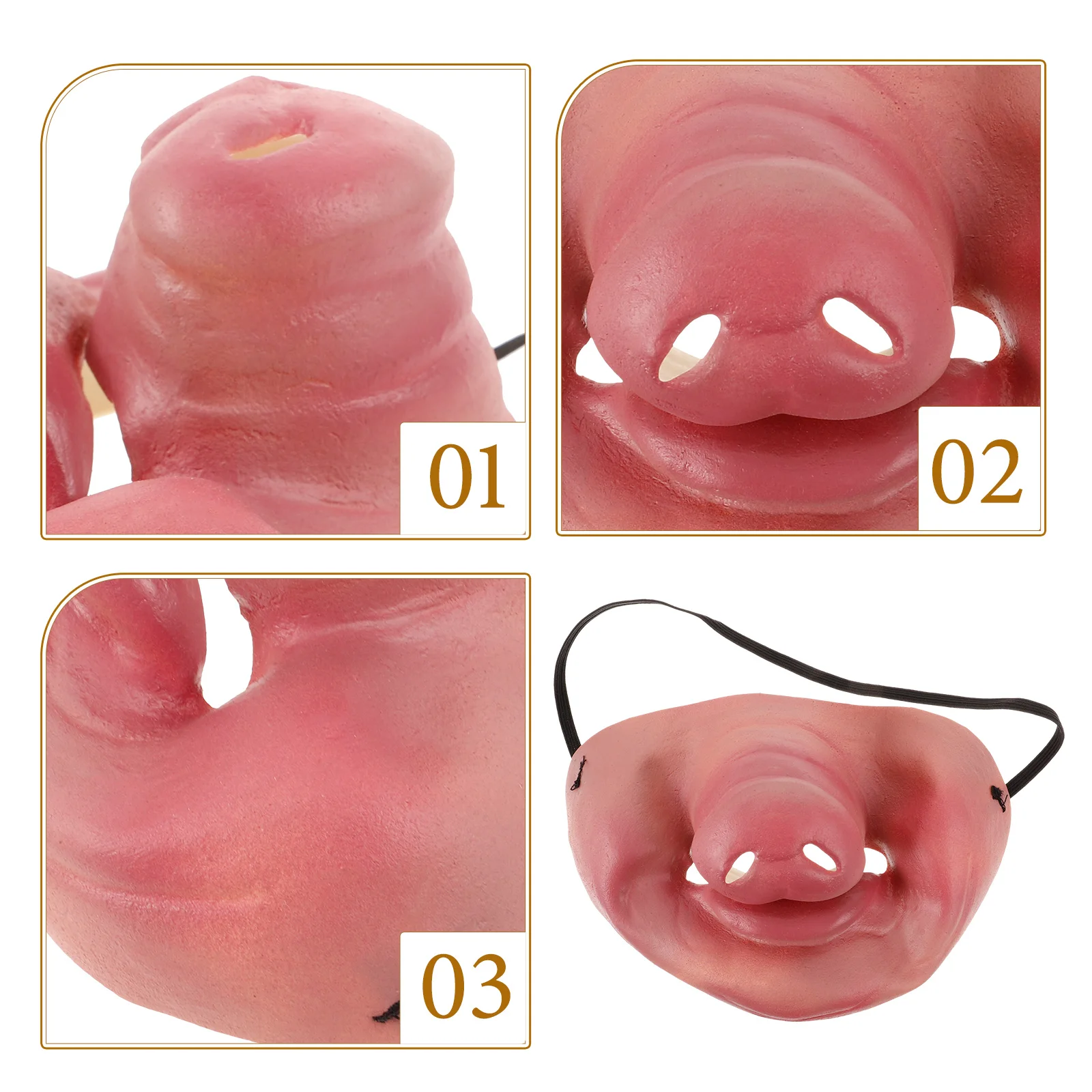 หน้ากากหุ้มจมูกแบบหมู ครึ่งหน้า ทำจากยางลาเท็กซ์ อุปกรณ์เสริมสำหรับชุดไดโนเสาร์ ของตกแต่งงานปาร์ตี้ฮาโลวีน คอสเพลย์ เกมส์ ของตกแต่ง