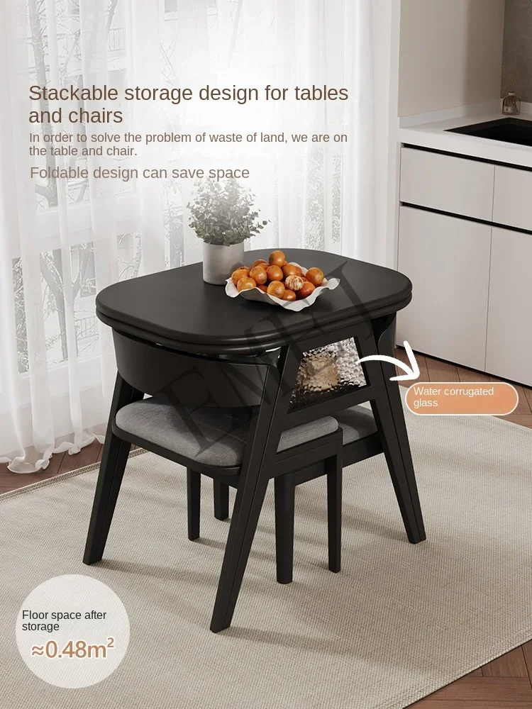 Creative small tea table dining table integrated solid wood balcony table