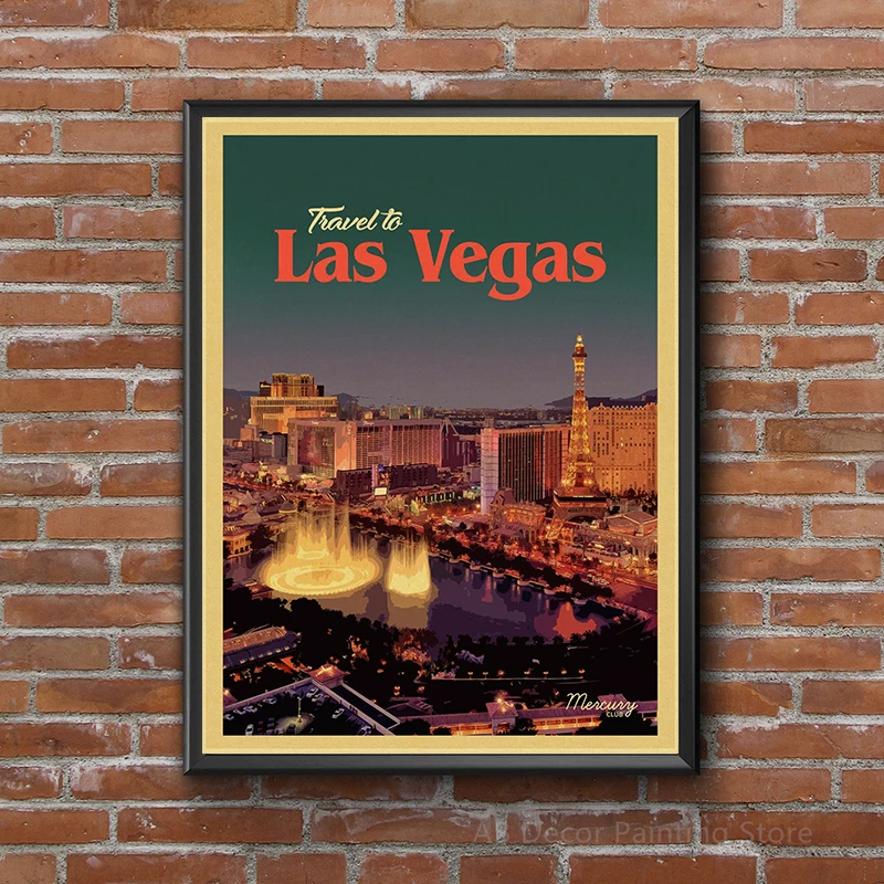 World Travel City Poster Visit Chicago/Las Vegas/Cairo Retro Prints Tourism Enthusiast Vintage Home Room Decor Art Wall Painting