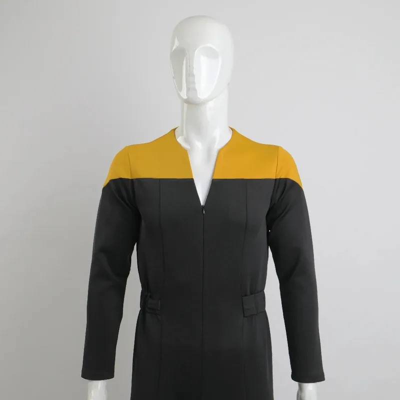 

CyDeep Space Nine Commander Sisko Duty Uniform Jumpsuit Yellow Cosplay Costumes Halloween Party Prop