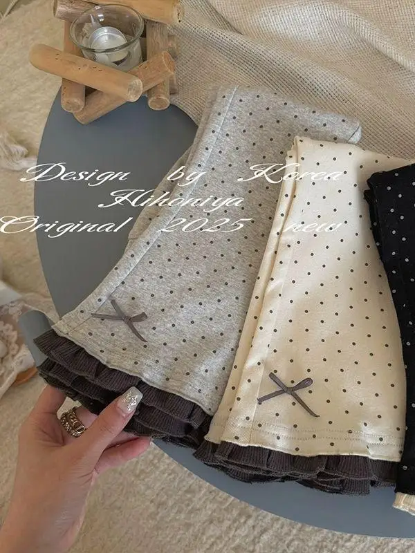 

Прямые брюки для девочек, весенне-осенняя новая верхняя одежда, повседневные брюки в горошек, детская модная хлопковая смесь