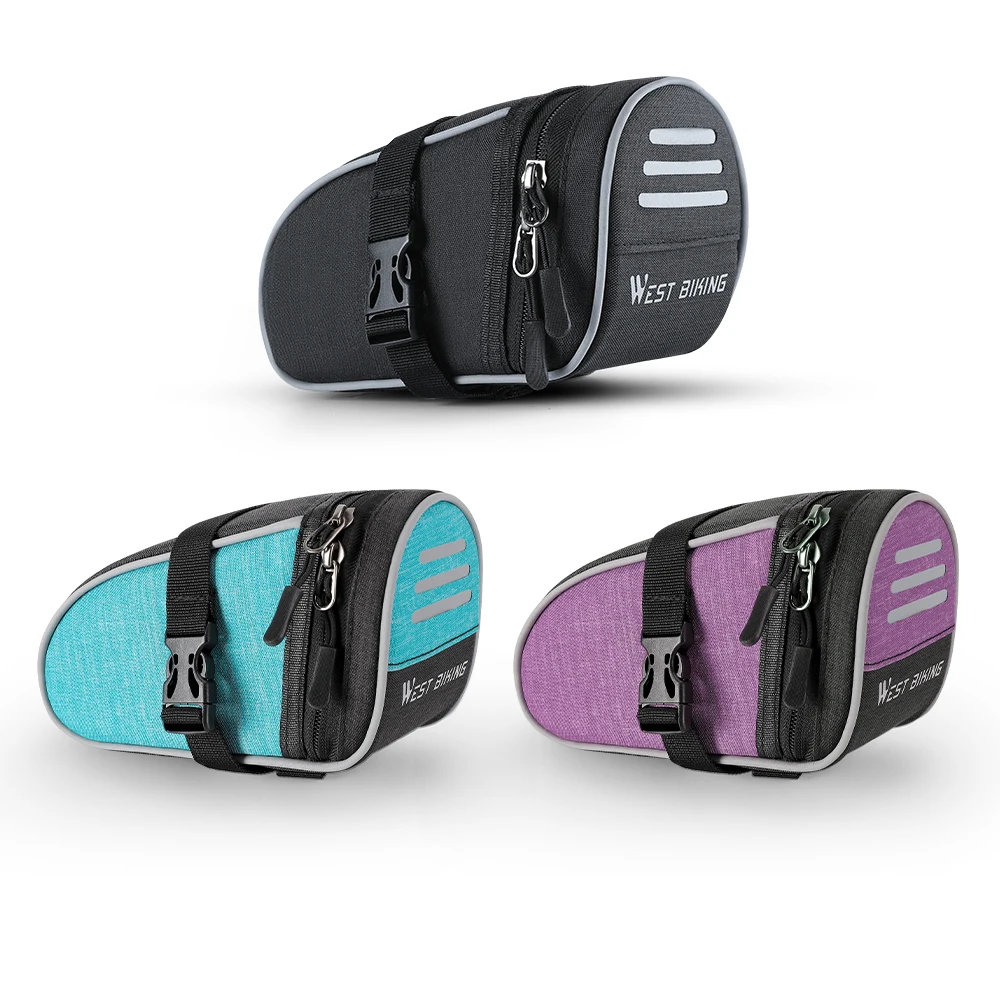 AliExpress West Biking WEST BIKING Reflective Bicycle Saddle Bag 1L Portable Cycling Tail Bag Lightweight Tool Storage Bag MTB Road Bike Accessories
