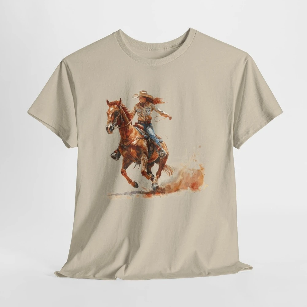 المائية راعية البقر المحملة البلد الغربية موضوع قميص روديو عاشق هدية القطن للجنسين س الرقبة قصيرة الأكمام بلوزات غير رسمية الموضة #4