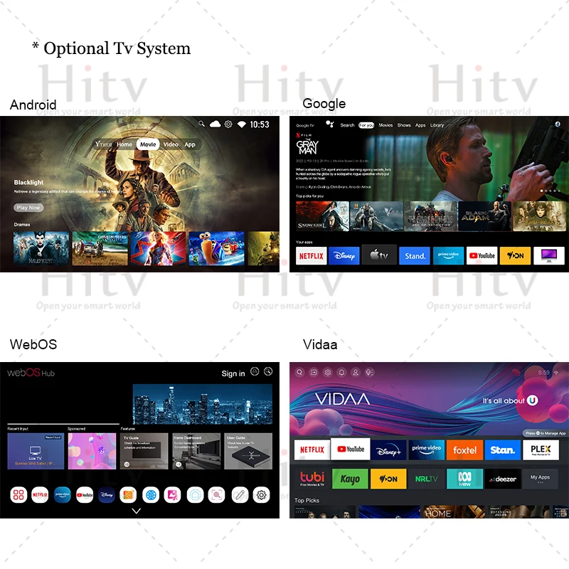 تلفزيون مزدوج من الزجاج المقسى 55 بوصة تلفزيون ذكي 55 بوصة 4K Ultra HD LED Tv #6