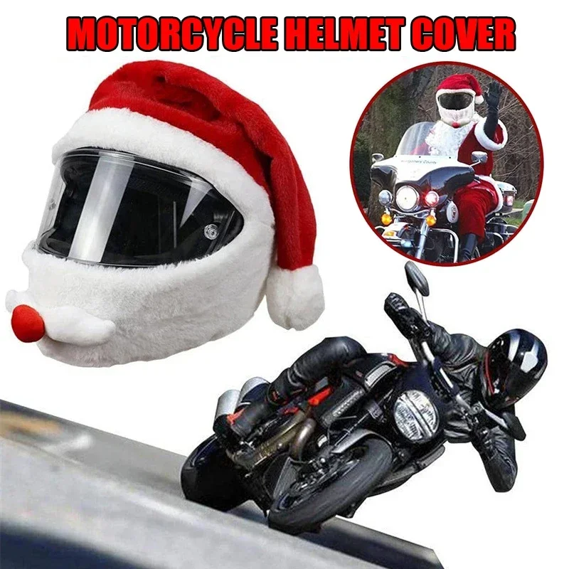 Santa Cycling Helmet Christmas Motorcycle Helmet Cover Full Face Safe Hat Santa Claus Racing Cap Merry Christmas Decor