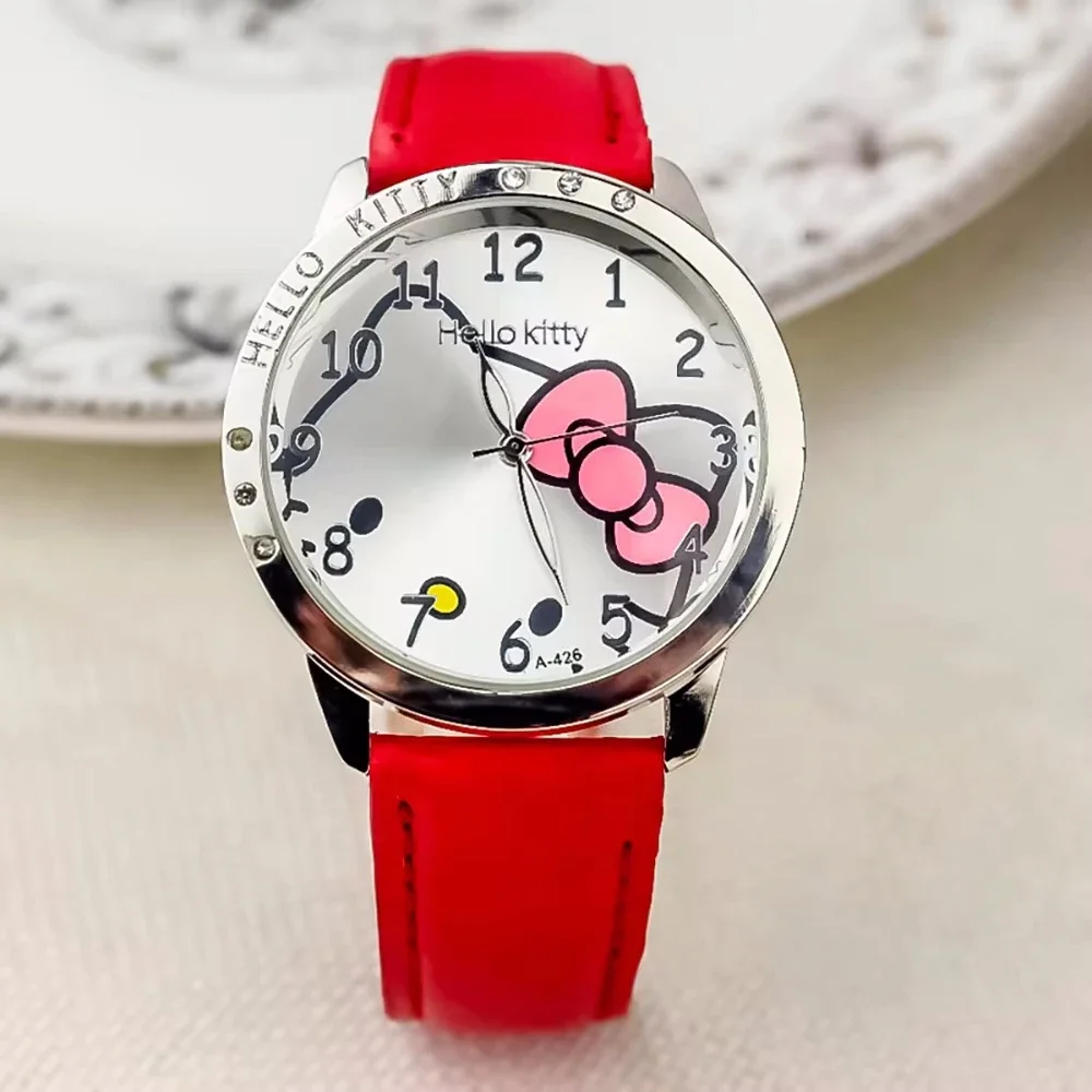 MINISO Hello Kitty Sanrio Kids Quartz Watch Women Children Casual Waterproof Kawaii Cartoon Watches Fashion WristWatch  Gifts