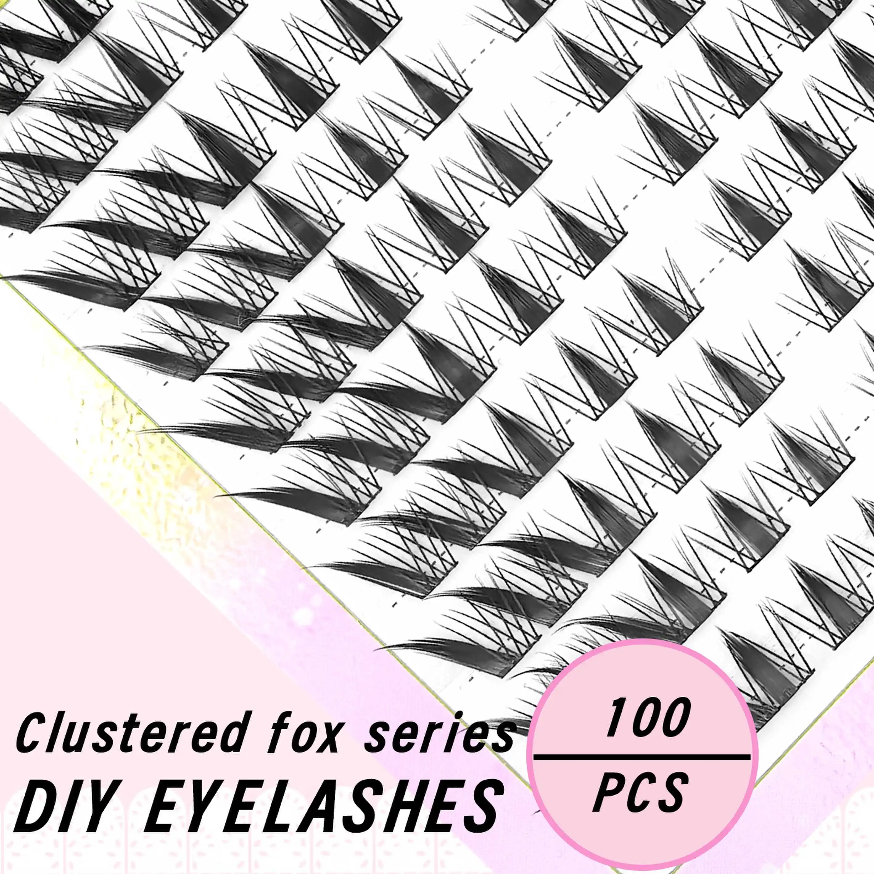 Foxy cílios 60/100 cluster inclinado voando kit de extensão de cílios postiços falso olho cauda alongamento beleza maquiagem acessório