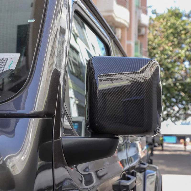 

Efficientt-2Pc Black Carbon Fiber Exterior Right & Left Side Door Mirror Cover Trim Accessories Fit For Jeep Wrangler JL 2018