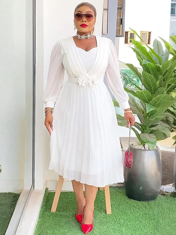 ชุดราตรี Elegant ผู้หญิงแขนยาวชุดชีฟองงานแต่งงานพรหมวันเกิดชุดแอฟริกัน Dashiki Maxi Robe Lady เสื้อผ้า