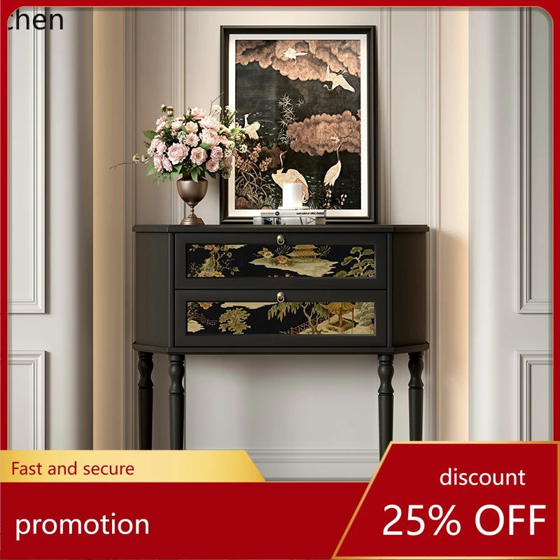 

ZML medieval entrance cabinet, living room decoration display cabinet, home household solid wood dining side cabinet