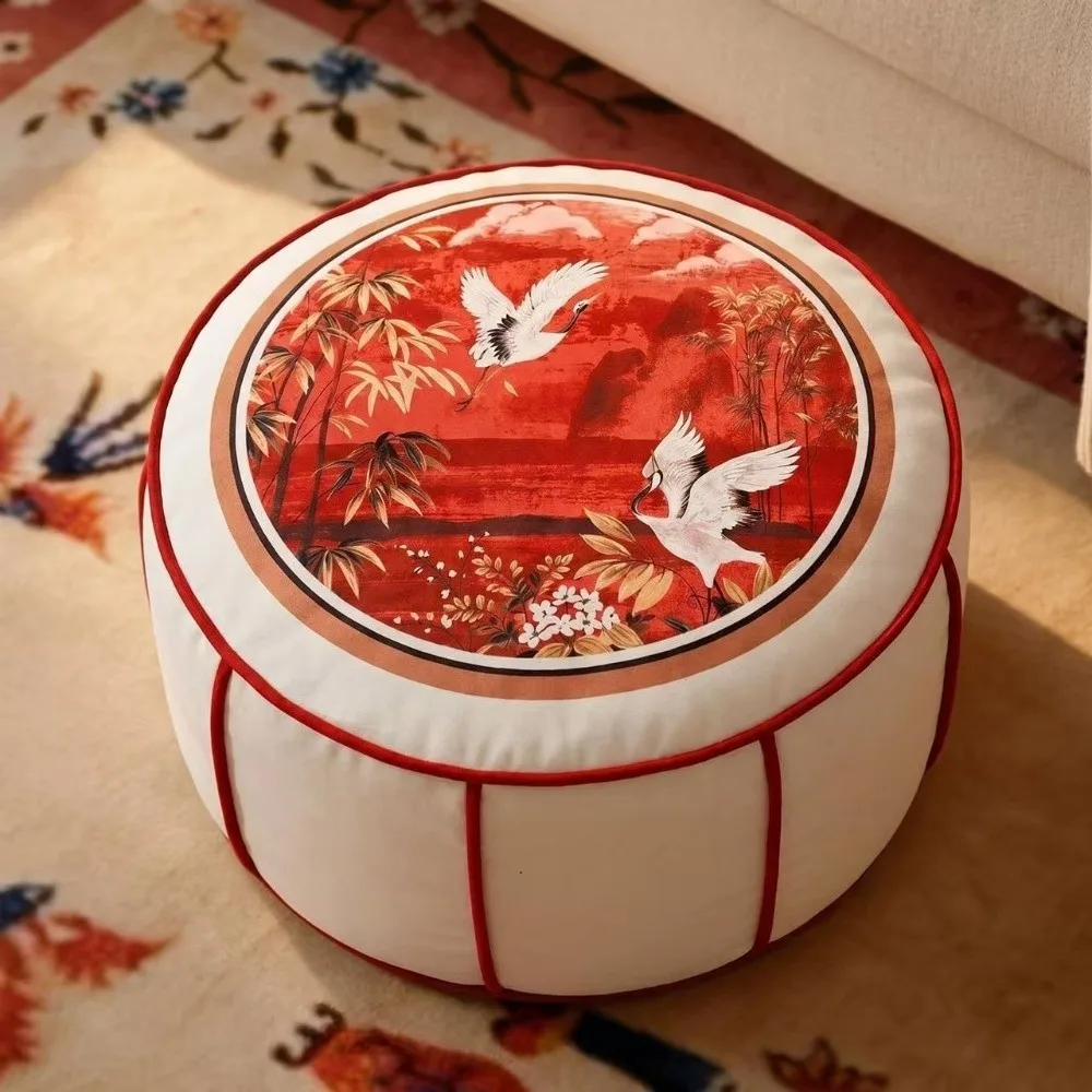 Removable Sofa Stool Cover New Chinese Style Round Storage Leg Bench Large Capacity Unstuffed Storage Bag Dining Room
