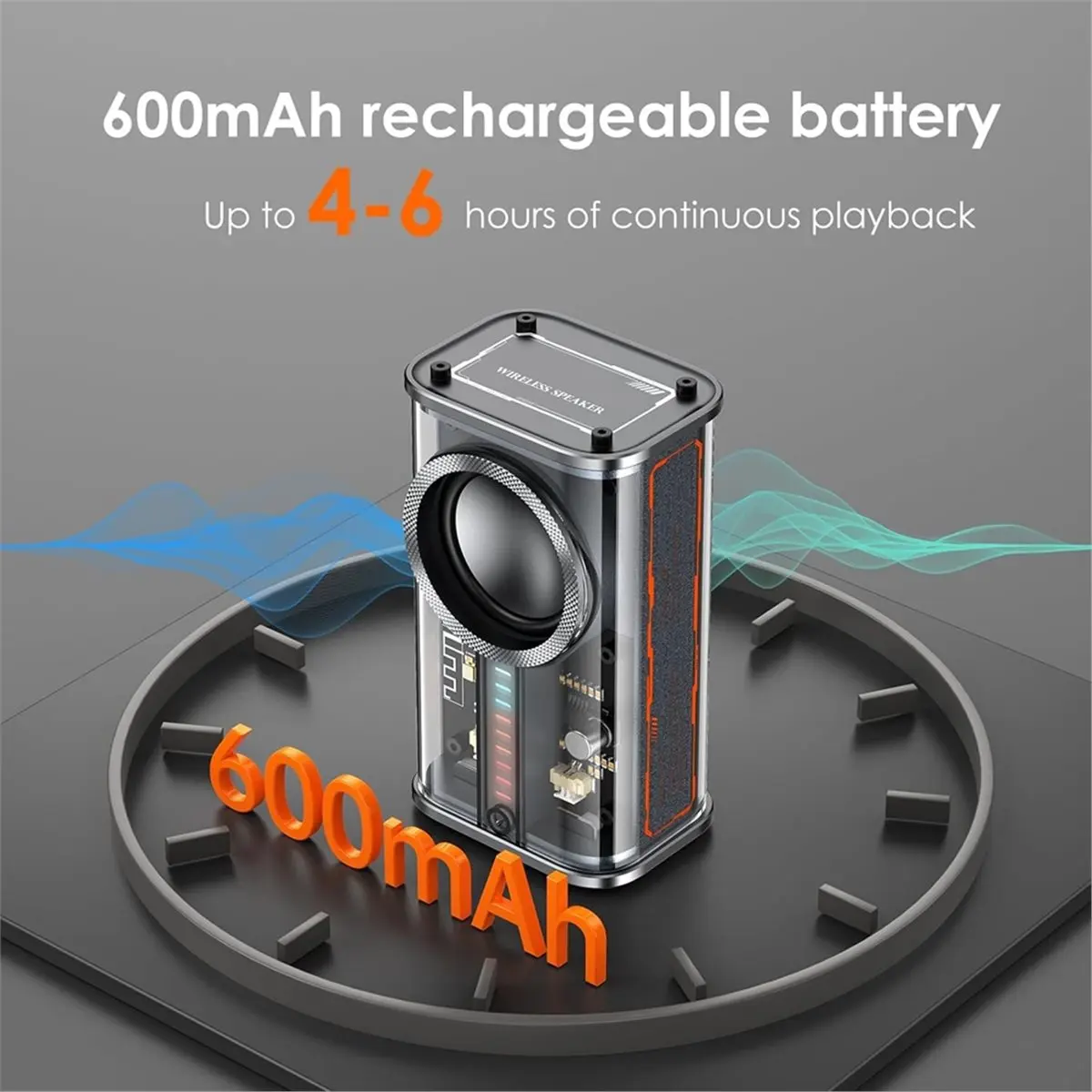 

(AD10) Портативная Bluetooth-колонка с подсветкой, прозрачная беспроводная мини-колонка Bluetooth с TWS, компактная колонка с HD-звуком