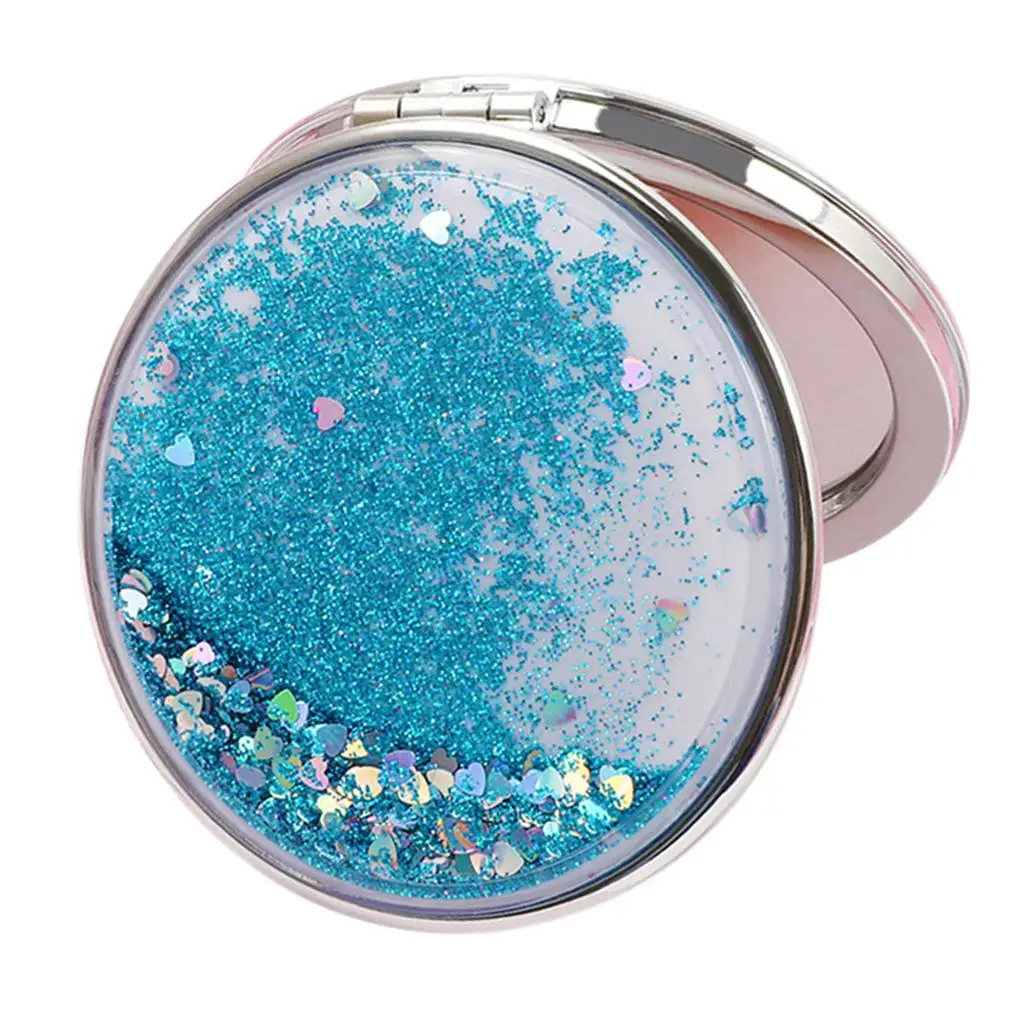 Espelho ampliado de maquiagem de bolso compacto dobrável de 3 '' espelho HD de dupla face