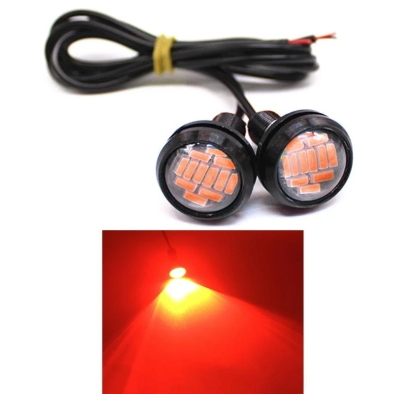 

Universal LED Headlamp Eye LED 23mm 4014 12SMD Lens Daytime Running Lamp for Auto License Plate Lamps 2x