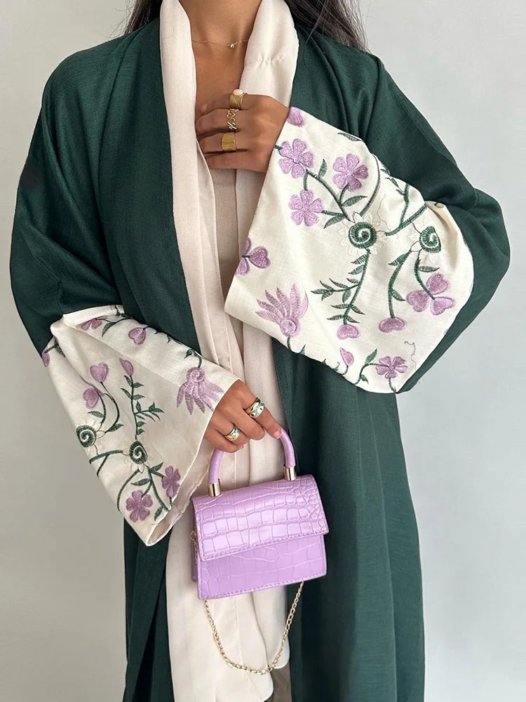 Nowa moda muzułmańskie kimono Abaya jednolity haft płaszcz Retro etniczny kardigan szata dubaj bliskowschód Arabia Saudyjska ubrania Eid