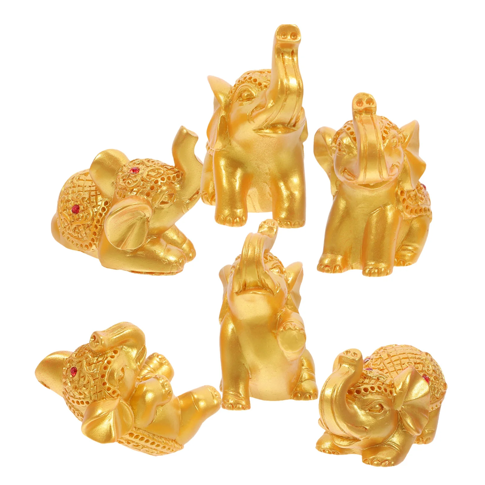

6 Pcs Resin Elephant Statue Mini Sculpture Lucky Gift Figurines Small Decor for Bedroom Statues Home Table