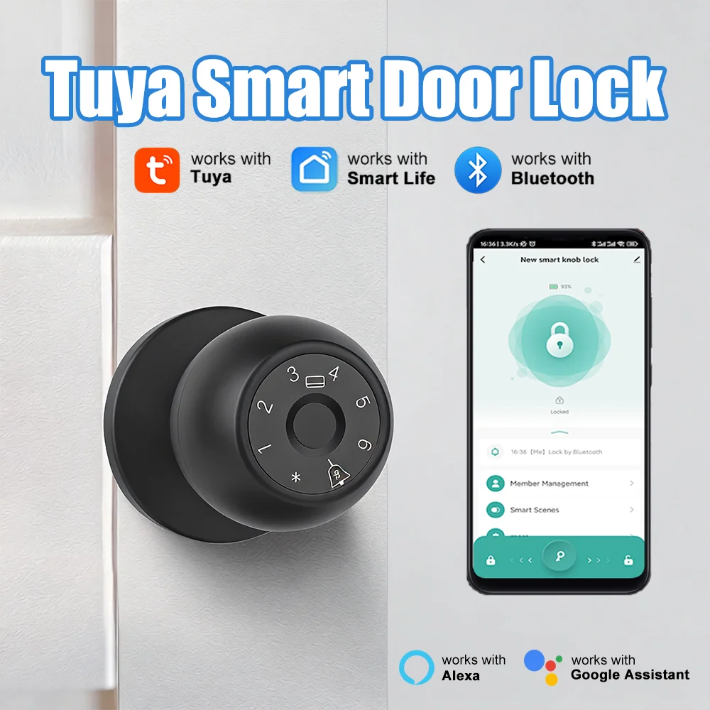

Умный Bluetooth-замок Tuya с распознаванием отпечатков пальцев, сферический замок, продукты Smart Life, защита и безопасность, интеллектуальная система для умного дома