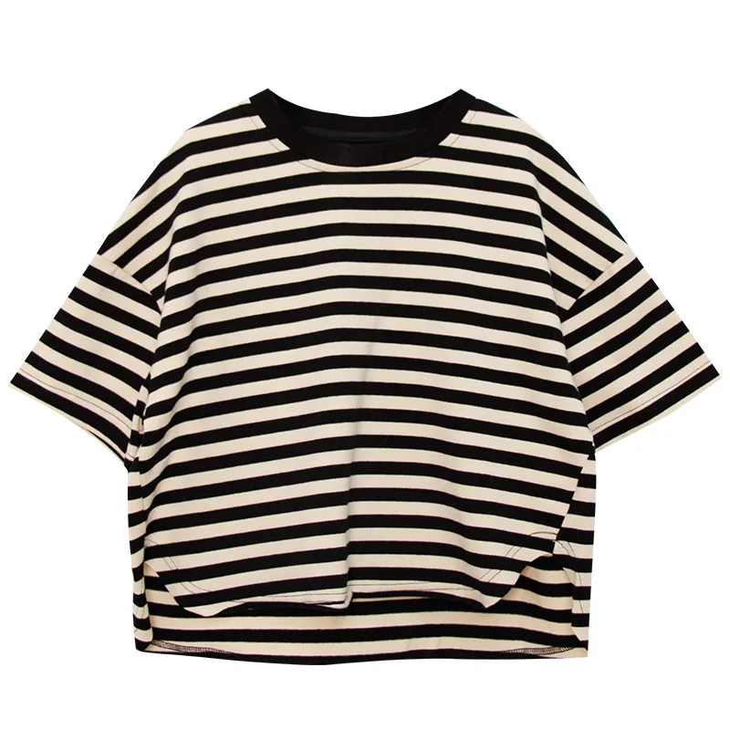 Summer New Boys T-shirts fashion striped loose half sleeve Tees Kids cotton casual Tops clothes