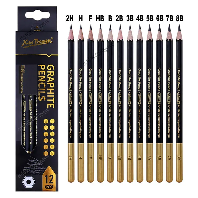 12Pcs Set 2H-8B Art Sketch Graphite Pencil 2H H F HB 2B 3B 4B 5B