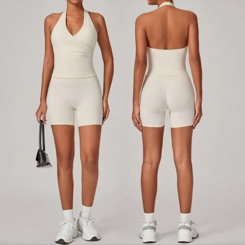 

Женский бесшовный комплект для йоги, жилет, короткий боди с высокой талией, красивая спина, облегающий спортивный костюм для бега, тренажерного зала, фитнеса, спортивный костюм